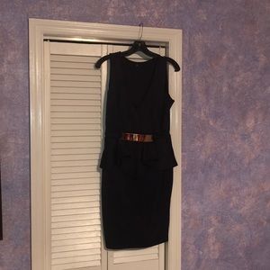 Navy Blue Fitted V-Neck Formal Dress